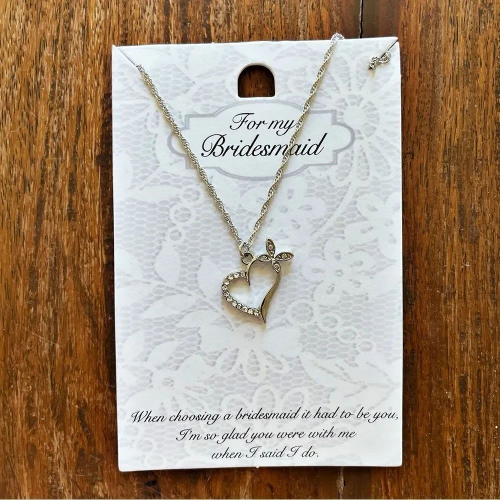 Elegant Silver Heart Necklace Dainty Delicate Bridesmaid Gift Jewelry